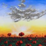 Coucher de Soleil sur Champ de Coquelicots-Format F12(50x61cm)-Vendu